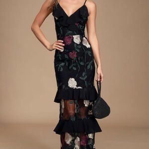 Lulu's True to Heart Embroidered Maxi Dress